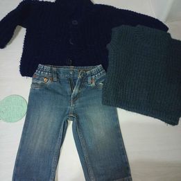 Conjuntos abrigos de lana + jeans 6 meses a 18 meses